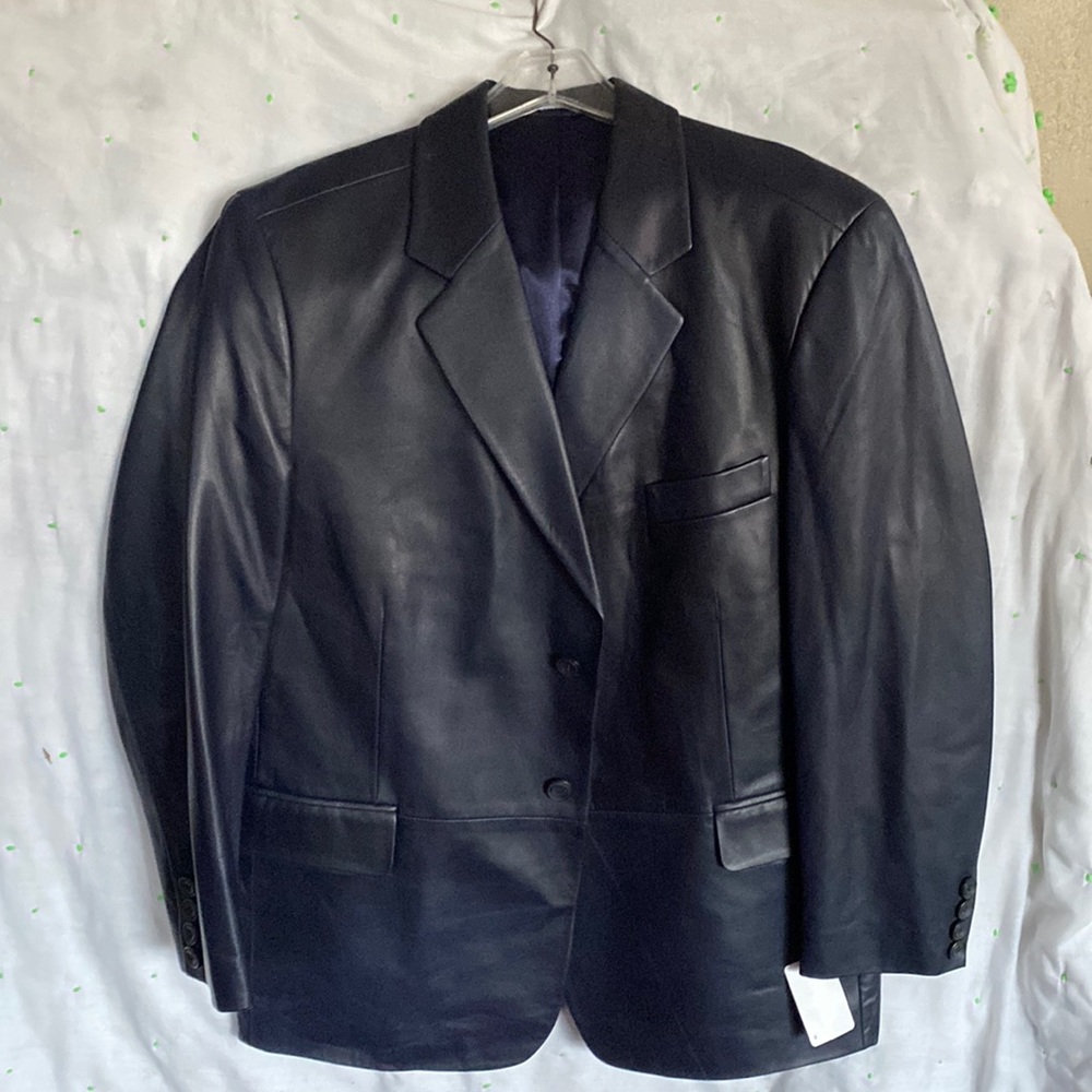 NWT blue Lambs leather jacket by Leather Renditions by Sandi soft BEAUTIFUL!